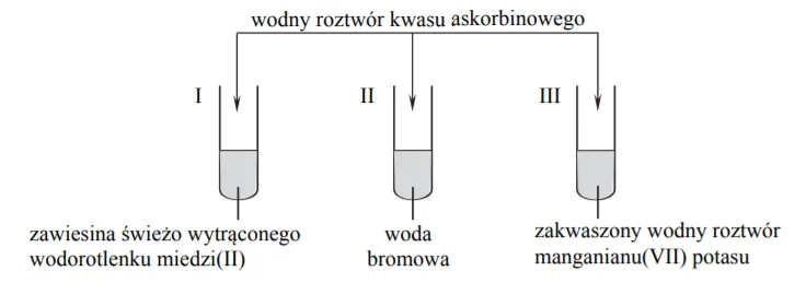 zzz 6 - W cząsteczce kwasu askorbinowego (witaminy C) występują dwa enolowe atomy węgla, czyli atomy węgla o hybrydyzacji sp2 z przyłączonymi grupami hydroksylowymi. Cząsteczka tego związku zawiera ponadto dwa asymetryczne atomy węgla – o hybrydyzacji sp3 z przyłączonymi czterema różnymi podstawnikami. Poniżej przedstawiono wzór witaminy C, w którym małymi literami oznaczono poszczególne atomy węgla.