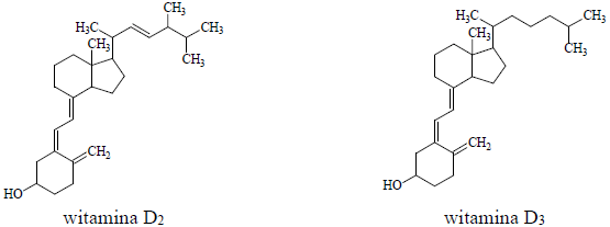 Image 109 - Witamina D jest ogólną nazwą dla dwóch związków: witaminy D2 oraz witaminy D3 o podanych poniżej wzorach.