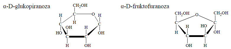 Image 123 - Poniżej przedstawiono wzory taflowe α-D-glukopiranozy i α-D-fruktofuranozy.