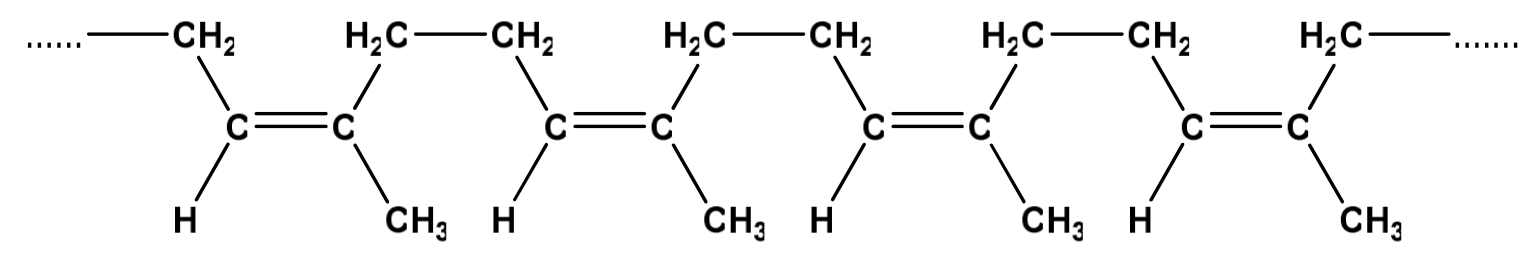 Screenshot 2022 09 11 at 12.31.50 - Kauczuk naturalny jest jednym z ważniejszych polimerów naturalnych, stosowanych przez człowieka od kilkuset lat. Polimery są produktami łączenia się ze sobą pojedynczych cząsteczek prostych związków, które nazywa się monomerami. Wzór kauczuku naturalnego można przedstawić następująco: