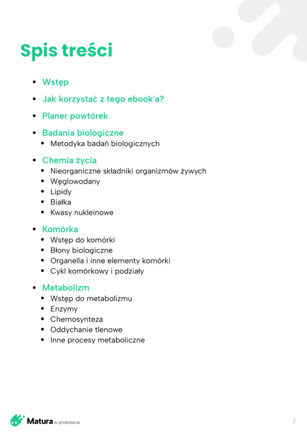 Biologia20pytania20 20120maturawpr pl 002 - Przygotuj się do matury z biologii z e-bookiem "Pytania powtórkowe - Biologia cz. 1"! Znajdziesz w nim prawie 600 pytań z odpowiedziami, które sprawdzą Twoją wiedzę i pomogą w zapamiętywaniu materiału. Interaktywny format pozwala szybko przechodzić od pytania do odpowiedzi i robić notatki na tablecie, komputerze lub telefonie, co usprawnia naukę w dowolnym miejscu. Dzięki temu e-bookowi możesz być pewien, że opanujesz cały materiał maturalny w przejrzysty sposób, oszczędzając czas i zwiększając pewność siebie przed egzaminem.