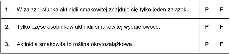 Zadanie 4.4, arkusz maj 2025 - Matura w probówce - Kursy maturalne online image 7 - Kiwi to nazwa handlowa owoców aktinidii smakowitej (Actinidia deliciosa). Aktinidia jest rośliną dwupienną, a jej owoce rozwijają się z pojedynczych słupków.